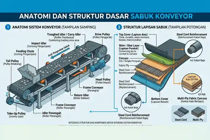 Anatomi dan Struktur Dasar Sabuk Konveyor