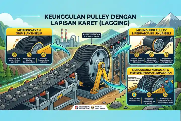 Keunggulan Pulley dengan Lapisan Karet (Lagging)