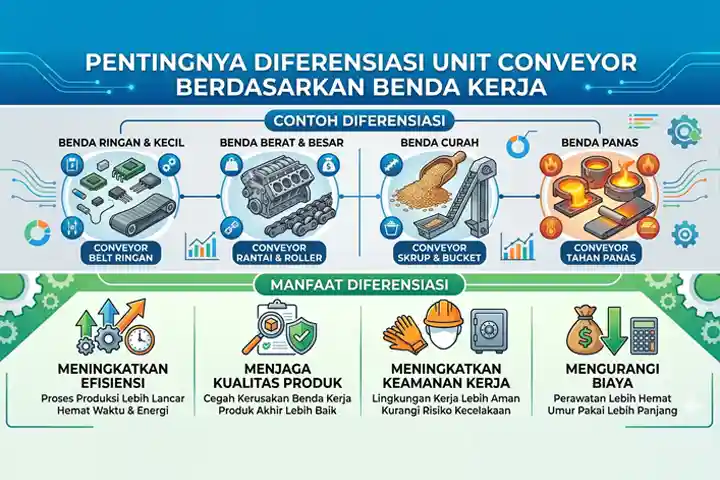Pentingnya Diferensiasi Unit Conveyor Berdasarkan Benda Kerja