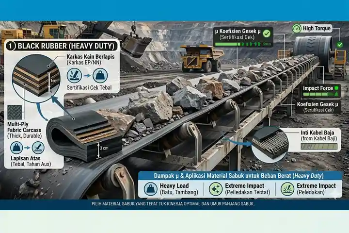 Rubber Conveyor Belt untuk Beban Berat (Heavy Duty)