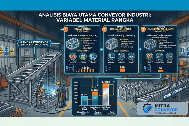 Variabel Material Rangka Sebagai Komponen Biaya Utama Conveyor